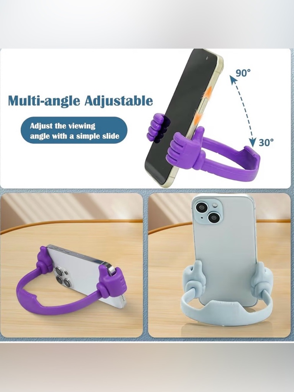Thumb-Grip Silicone phone Holders - Purple & Neon Green bundle of two nwt - Picture 2 of 7